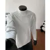 Outono e Primavera Fleece Dupla Face Tamanho Grande Estilo Americano Patchwork Desconstruído Camada Base Gola Alta Tendência Moletom Ombro Acolchoado Manga Longa Masculino
