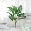 Viajero de hoja plátano palma Areca hoja de tortuga plástico planta verde pequeña con hierba manojo único flor artificial planta en maceta decoración paisajismo