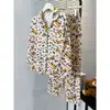 Pijama de mujer estilo coreano para otoño, de manga larga, talla grande, cárdigan holgado, adecuado para usar al aire libre, engrosado, tipo algodón, 200 gramos, conjunto de ropa para el hogar