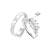 Anillo de Plata de Ley 999 Gatito Sosteniendo Corazón Diamante Brillante Diseño Creativo Anillo de Pareja Anillo de Alto Nivel para Amantes de los Gatos Ajustable