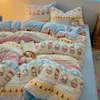 Conjunto de Roupa de Cama de Quatro Peças Milk Velvet Novo de Alto Peso, Extra-Espesso, Macio e Fofo - Estilo Fair Isle