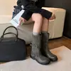 Botas de jinete para otoño e invierno, botines de trabajo de tacón grueso hasta la mitad de la pantorrilla, hebilla de cinturón vintage 2026, botas de motocicleta de tubo largo desgastadas talla grande, estilo nuevo