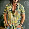 Camisa Hawaiana Nueva Estampada Transfronteriza, Multicolor Estampado Digital 3D Casual Holgada de Manga Corta