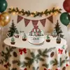 Banderín navideño y de cumpleaños transfronterizo en tonos verde fresco, banderín de letras, adorno colgante en espiral, topper para pastel y arreglo decorativo