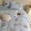Conjunto de Cama de Veludo Leite Totalmente Fosco Outono e Inverno 230g Conjunto de Quatro Peças Aconchegante e Quente de Veludo Coral Lençóis de Cama Capa de Edredom Forrado com Lã em Ambos os Lados