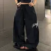 Pantalones de paracaidista para mujer con estampado de leopardo estilo americano y bordado de estrella, holgados, casuales, adelgazantes, versátiles, de pierna ancha, corte recto, pantalones casuales