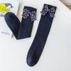 Calcetines Altos de Algodón Peinado Grado A para Niñas con Lazo para Otoño e Invierno