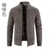 Novo Cardigan Masculino de Comércio Exterior Transfronteiriço com Lã, Estilo Coreano Cor Colorida em Blocos Colarinho Alto Suéter Jaqueta Quente para Jovens