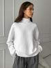 2026 Amazon Europeo y Americano Transfronterizo Otoño e Invierno Holgado Cuello Alto Simple Casual Color Sólido Suéter de Punto Jersey Versátil