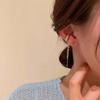 Aretes coreanos de oro real electrochapado con circonita en forma de C con borla larga, aretes simples tipo clip para la oreja, aretes de temperamento al por mayor para mujer