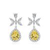 Nuevos pendientes transfronterizos de zafiro en forma de gota con incrustaciones de diamantes, pendientes de diamantes amarillos de simulación de moda personalizados, pendientes exagerados europeos y americanos.