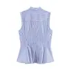 Comercio Exterior 2026 Verano Nuevo Estilo Europeo y Americano Moda Femenina Casual Falda Corta Rayada Dobladillo Camisa 1232775