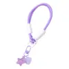Alça de mão para celular artesanal em cores de doce com fivela dupla, chaveiro de estrela e pingente de conta, acessório DIY anti-perda para pulso
