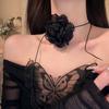 Colar Feminino Colar Lolita Camélia Gargantilha Escura Corrente Clavícula Abstinência Empregada Sexy Colar de Gola