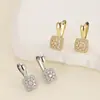 Pendientes de Aro Cuadrados Geométricos con Incrustaciones de Circonita y Cobre Transfronterizos Completamente Diamantados para Mujer, Simples y Versátiles, Pendientes de Aro Elegantes y con Estilo, Accesorios de Oreja de Moda