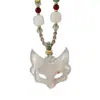 Collar con Colgante de Zorro de Resina y Cuerda Trenzada Moda Versátil Estilo Chino Cadena para Clavícula Nicho Lujo Ligero Joyería de Alta Gama para Mujeres