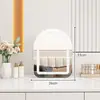 Espelho de maquiagem semicircular, tela sensível ao toque de mesa, luxo leve, plug-in, moderno, LED simples com luzes, luminoso, rotativo para quarto