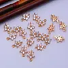 Borde Microincrustado Oro Real 14k Flor de Bauhinia de Cinco Pétalos Doble Colgante 8mm Accesorios para Joyería DIY Hechos a Mano