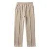 Pantalones Largos Casuales de Jacquard a Cuadros Transpirables de Color Sólido con Cordón de Pierna Recta para Hombre, de Peso Pesado, Sueltos, de Cruzado Europeo y Americano