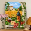 Pintura a óleo digital DIY série paisagens naturais, pintura a óleo colorida preenchida à mão, arte de parede decorativa para alívio do estresse e cura