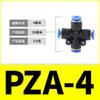 Conector pneumático rápido quatro lados quatro furos cruz quatro plástico preto PZA8 6 4 10 12 traqueia