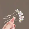 Pente Azul Floral de Quatro Dentes de Alta Qualidade, Grampo de Cabelo de Pérola Estilo Antigo, Ferramenta de Fixação de Cabelo Hanfu, Novo Acessório de Cabelo Estilo Chinês