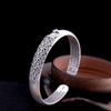 Pulseira para Mulheres Prata Pura 999 Pulseira Pavão Estilo Mãe Sutra do Coração Joia Aberta para Idosos