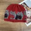 Gorro Tejido Jacquard de Gato Lindo Coreano para Mujer con Lana Otoño e Invierno Versátil Gorro de Lana Elástico que Muestra la Cara Pequeño Gorro para el Frío