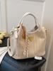 Bolso de Mano de Color en Contraste a la Moda para Mujer 2025 Nuevo Bolso Casual de Hombro Cruzado Bolso de Cubo de Paja de Alta Gama