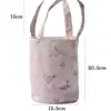 Moji Arte de Tela Hecho a Mano Mariposa Rosa Colección de Accesorios para Ceremonia del Té Esterilla de Té Rosa Paño de Té Juego de Té Bolsa de Almacenamiento Portátil