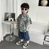 Ropa Infantil Conjunto de Verano 2026 Nuevo Elegante Camisa Fresca para Niños Conjunto de Tres Piezas Shorts de Mezclilla para Bebé Niño