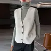 Chaleco cárdigan tejido 100% lana pura para mujer, nuevo estilo otoño e invierno 2026, capa exterior para superponer, chaleco suéter de cuello V