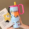 Taza Aislada con Asa, Portátil para Estudiantes, Taza con Popote de Acero Inoxidable 316, Gran Capacidad, Diseño Elegante, Adecuada para Uso en Automóvil y Actividades al Aire Libre