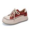 [Precio de Evento 128] Zapatos de Mujer Ligeros de Piel de Vacuno de Primera Capa con Suela Gruesa y Cordones, Zapatos Versátiles de Cuero Genuino de Caña Baja