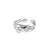 Anillo abierto de plata de ley S925 para mujer, estilo coreano, diseño minimalista con cara irregular y microincrustaciones de circonita.