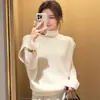 Chaleco de terciopelo de visón sintético para mujer, prenda exterior para otoño e invierno, suéter de punto suave y pegajoso, chaleco de cuello alto, top holgado para superponer