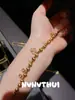 Pulseira Bússola com Padrão de Janela Dança do Dragão e Música de Tambor Antiga Banhada a Ouro, Novo Estilo Chinês, Pulseira Flor de Íris Iridescente, Empilhável