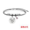 Pulsera Europea y Americana Transfronteriza Acero Inoxidable Hueso de Serpiente Pulsera Día de la Madre Diamante Blanco Conmemorativo Regalo de Vacaciones Grabado Pulsera de Acero de Titanio