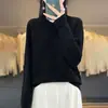 Suéter de Tricô Feminino Elegante Estilo Outono 2026, Gola Meia-Alta Regular, Caimento Solto, Fornecimento Direto