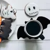 Posavasos Aislantes de Fieltro de Murciélago para Halloween Posavasos de Barra Posavasos Decorativos de Murciélago Negros para Halloween Posavasos para Café Té con Leche