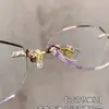 Óculos sem Aro Ultra Leves de Titânio Puro com Corte Diamantado para Mulheres com Miopia Podem Ser Equipados com Lentes de Grau sem Aro, Luz Azul e Toque de Alto Padrão