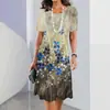 2026Y2 Aliexpress Verano Más Vendido Floral Estampado Digital 3D Moda Casual Talla Grande para Mujer Vestido de Cuello Redondo