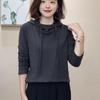 Suéter de Gola Alta Meia-Calça Redonda para Mulheres 2025 Outono Novo Design Macio e Ceroso Solto Mangas Longas Tricô Top Feminino