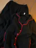Nuevo Conjunto de Pijama Coreano de Otoño con Bloques de Color, Encaje y Algodón Nube para Mujer, Cárdigan Holgado Cálido y Ropa de Casa de Dos Piezas, Adecuado como Ropa Exterior