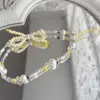 Cadena para Teléfono Móvil Estilo Japonés-Coreano Estrella Amarilla Lazo Funda para Teléfono Móvil Correa Colgante Cadena Colgante para Cámara CCD Hecha a Mano con Cuentas