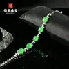 Pulseira de Calcedônia Branca Gelo Natural Prata 925 Banhada a Cobre Pulseira Verde Imperial Pulseira de Ágata Rosa Jade Presente