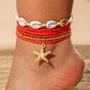 Joyería de Conchas Estilo Bohemio Transfronterizo Vacacional Acrílico Concha Tejida Estilo Playa Pulsera de Tobillo Estrella de Mar de Resina