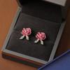 Pendientes de Flor de Rosa Dorada con Aguja Plateada, Dibujo Rosa Microincrustado Superflash, Pendientes de Estilo Coreano Dulce y Sencillo para Mujer, Pendientes de Alta Calidad para Mujer