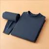 Novo conjunto de roupa íntima térmica masculina 100% algodão, roupas e calças de outono para homens de meia-idade e idosos, 100% algodão, fino, sem felpa, gola redonda média