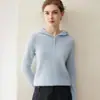 Suéter de malha com capuz 100% cashmere puro para mulheres, nova peça versátil de outono e inverno, slim-fit, manga longa, para usar como base